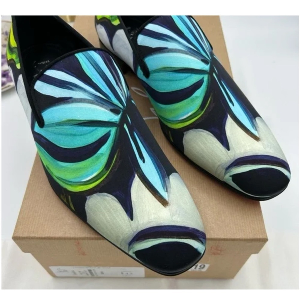 Christian Louboutin, dandy chick roses, satin loafers size 42made Italy